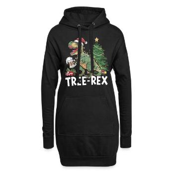 Dino Trex Ugly Christmas Weihnachten Xmas Bier - Hoodie-Kleid - Schwarz - Vorne