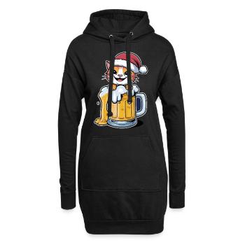 Cat Ugly Noël Noël Noël Bière - Sweat-shirt à capuche long Femme - noir - Devant
