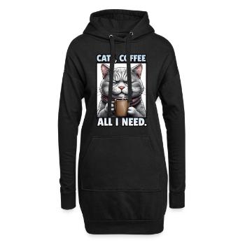 Lustiges Katze Kunst Katzenbesitzer Katzen Kaffee - Hoodie-Kleid - Schwarz - Vorne
