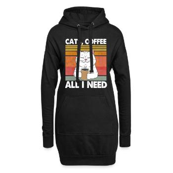Drôle Chat Art Chat Propriétaire Chats Café - Sweat-shirt à capuche long Femme - noir - Devant