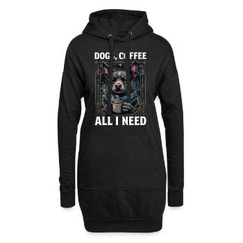 Lustiges Hund Kunst Hundebesitzer Hunde Kaffee - Hoodie-Kleid - Schwarz - Vorne