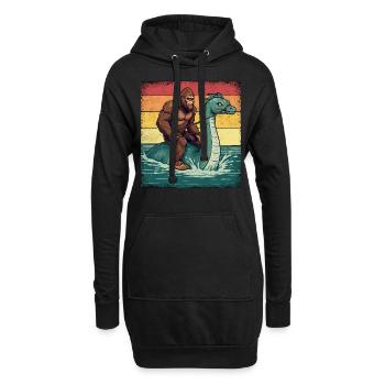 Bigfoot Reitet Loch Ness Monster Nessie - Hoodie-Kleid - Schwarz - Vorne
