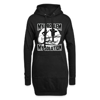 Passionné de musique folk Mon problème Mon pictogramme papa - Sweat-shirt à capuche long Femme - noir - Devant