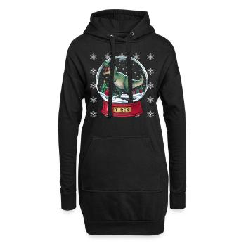 Dinosaurier Trex T-Rex Christmas Weihnachten Xmas - Hoodie-Kleid - Schwarz - Vorne