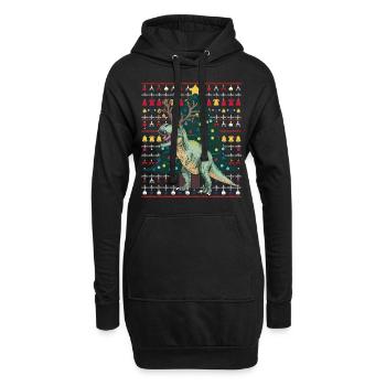 Dinosaurier Trex T-Rex Christmas Weihnachten Xmas - Hoodie-Kleid - Schwarz - Vorne