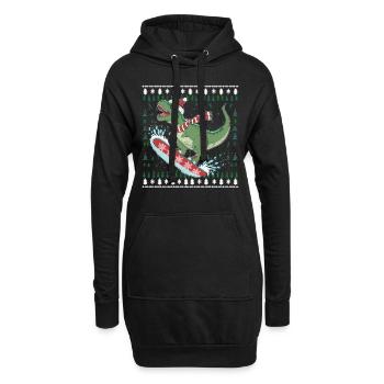 Dinosaurier Trex T-Rex Christmas Weihnachten Xmas - Hoodie-Kleid - Schwarz - Vorne