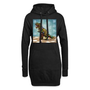 Dinosaurier Trex T-Rex Christmas Weihnachten Xmas - Hoodie-Kleid - Schwarz - Vorne