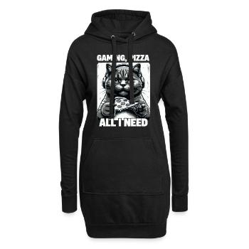 Drôles de chats Jeux Pizza Gamer Gamer Jeux - Sweat-shirt à capuche long Femme - noir - Devant