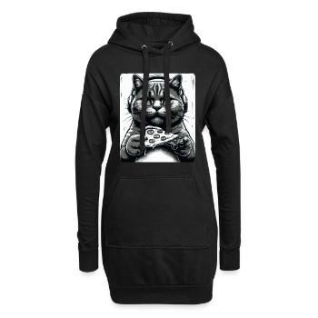Drôles de chats Jeux Pizza Gamer Gamer Jeux - Sweat-shirt à capuche long Femme - noir - Devant