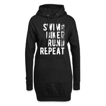 swim, bike, run, repeat - Triathlon Spruch - Hoodie-Kleid - Schwarz - Vorne