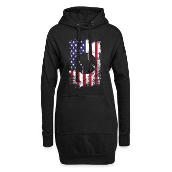 Baseball Sport Baseballspieler Pitcher Catcher USA - Hoodie-Kleid - Schwarz - Vorne