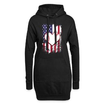 Baseball Sport Baseballspieler Pitcher Catcher USA - Hoodie-Kleid - Schwarz - Vorne