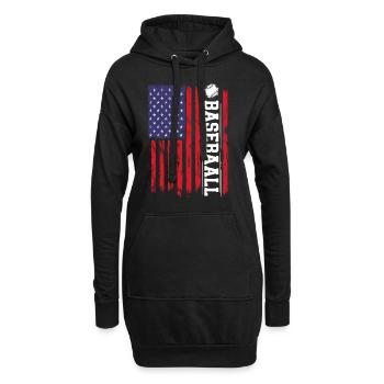 Baseball Sport Baseballspieler Pitcher Catcher USA - Hoodie-Kleid - Schwarz - Vorne