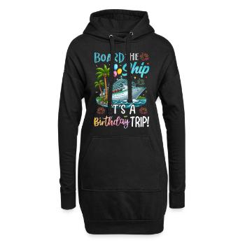 Board The Ship It's A Birthday Trip - Hoodie-Kleid - Schwarz - Vorne