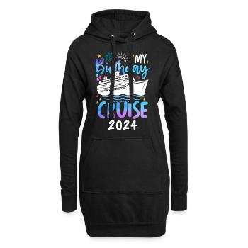 Ma croisière d’anniversaire 2024 - Sweat-shirt à capuche long Femme - noir - Devant