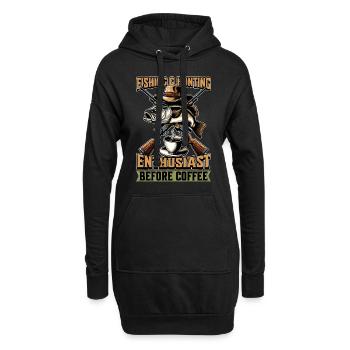 Fishing & Hunting Enthusiast Before Hunting Coffee - Hoodie-Kleid - Schwarz - Vorne