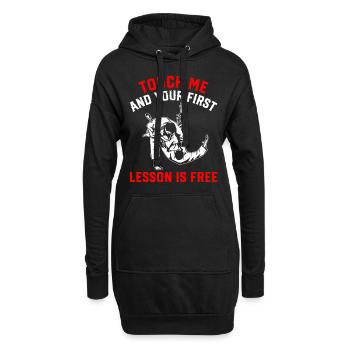 Touche-moi et ta première leçon est gratuite - Funny Jud - Sweat-shirt à capuche long Femme - noir - Devant
