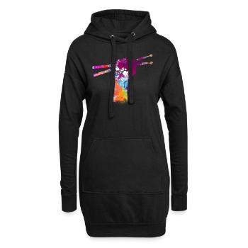 Tambours Baguettes Tambours Batteur Musique Groupe Rock - Sweat-shirt à capuche long Femme - noir - Devant
