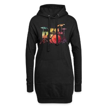 Tambours Baguettes Tambours Batteur Musique Groupe Rock - Sweat-shirt à capuche long Femme - noir - Devant
