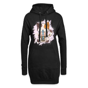 Thé à bulles Boba BubbleTea Kawaii Japan Tea Kpop - Sweat-shirt à capuche long Femme - noir - Devant