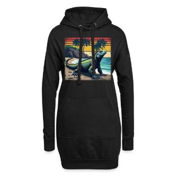 Lézards Reptiles Îles - Sweat-shirt à capuche long Femme - noir - Devant