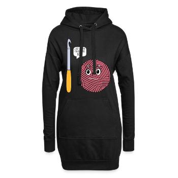 Crochet - Just let me finish this row - Funny Croc - Hoodie-Kleid - Schwarz - Vorne
