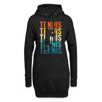 Funny Tennis Player Racket Retro - Hoodie-Kleid - Schwarz - Vorne