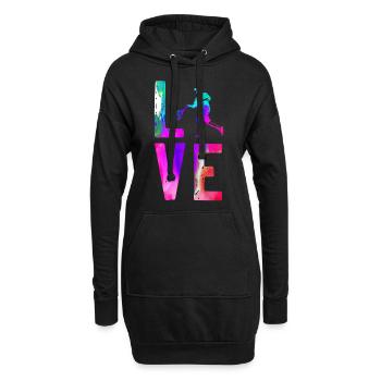 Funny Tennis Player Racket - Hoodie-Kleid - Schwarz - Vorne