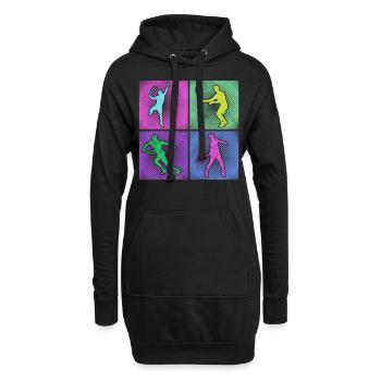 Funny Tennis Player Racket 80s 90 - Hoodie-Kleid - Schwarz - Vorne