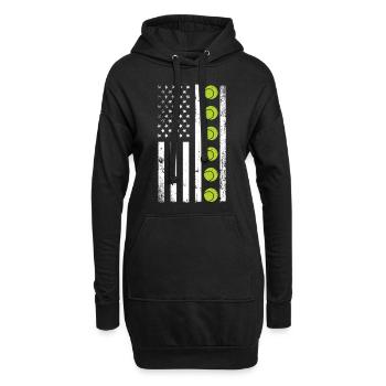 Funny Tennis Player Racket - Hoodie-Kleid - Schwarz - Vorne