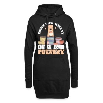 poterie céramique artiste chien facilement - Sweat-shirt à capuche long Femme - noir - Devant