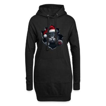 Katzenbesitzer Katzen Weihnachten Weihnachts Katze - Hoodie-Kleid - Schwarz - Vorne