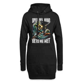 Spearfishing Gets Me Wet Fisherman Spearfisher - Hoodie-Kleid - Schwarz - Vorne