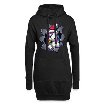 Lustiges Einhorn Weihnachten Einhörner Unicorn - Hoodie-Kleid - Schwarz - Vorne