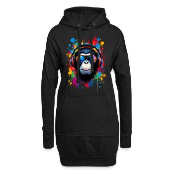 Singe, Lunettes de soleil, DJ, Disco, Disc-jockey, EDM, Soirée - Sweat-shirt à capuche long Femme - noir - Devant