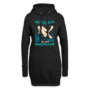 Plongée sous-marine Ne me suivez pas, je suis perdu nageur - Sweat-shirt à capuche long Femme - noir - Devant