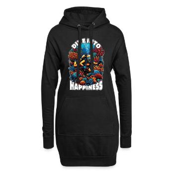 Scuba Diving Dive Into Happiness Loves Free Diving - Hoodie-Kleid - Schwarz - Vorne