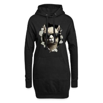 Drôle d’alpaga Alpaga amoureux Animaux mignons du zoo - Sweat-shirt à capuche long Femme - noir - Devant