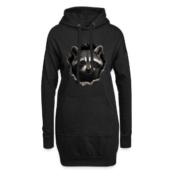 drôle raton laveur raton laveur amant mignon zoo animal - Sweat-shirt à capuche long Femme - noir - Devant