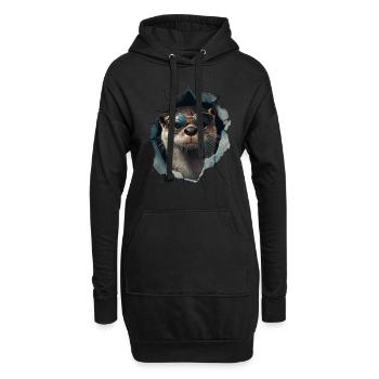 Drôle Loutre Loutre Amoureux Mignon Loutre Zoo - Sweat-shirt à capuche long Femme - noir - Devant