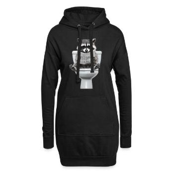Drôle de raton laveur sur les toilettes avec journal zoo animal de compagnie - Sweat-shirt à capuche long Femme - noir - Devant