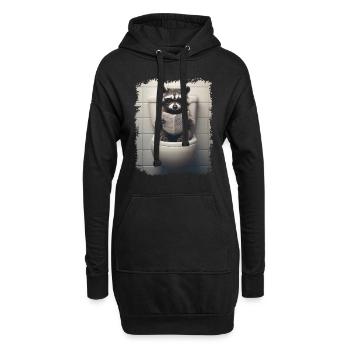 Drôle de raton laveur sur les toilettes avec journal zoo animal de compagnie - Sweat-shirt à capuche long Femme - noir - Devant