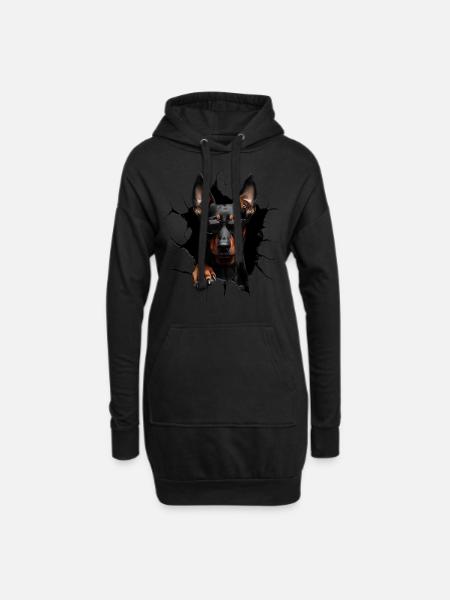 Lustiges Hunde Hundebesitzer Süßer Hund Dobermann - Hoodie-Kleid - Schwarz