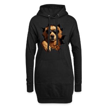 Drôle de chiens Propriétaire de chien Chien mignon Retriever - Sweat-shirt à capuche long Femme - noir - Devant