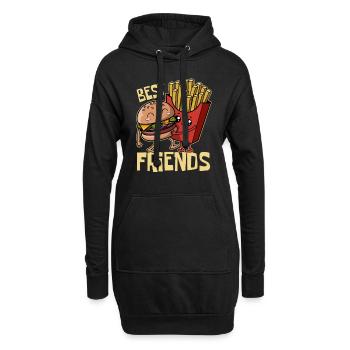 Burger & Pommes - Fast Food - Best Friends - Hoodie-Kleid - Schwarz - Vorne
