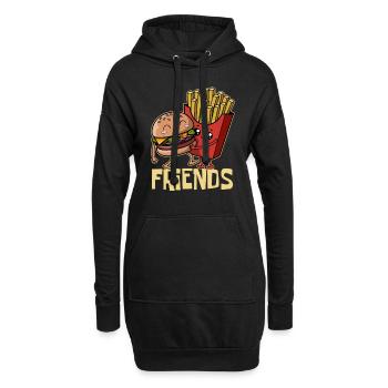 Burger & Pommes - Fast Food - Friends - Party - Hoodie-Kleid - Schwarz - Vorne