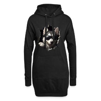 Drôle de chiens Propriétaire de chien Chien mignon Husky - Sweat-shirt à capuche long Femme - noir - Devant