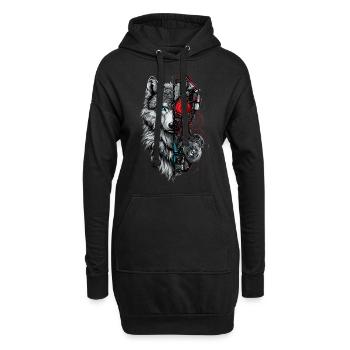 Drôle Robot Art Loup Cyborg Animal AI Loup - Sweat-shirt à capuche long Femme - noir - Devant