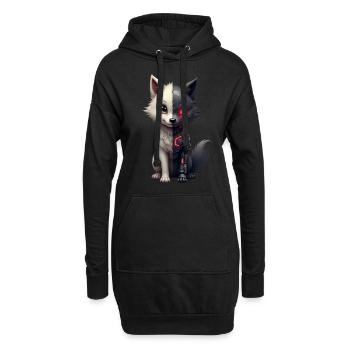 Lustiger Roboter Kunst Wolf Cyborg Tier AI Wolf - Hoodie-Kleid - Schwarz - Vorne