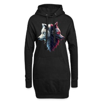 Lustiger Roboter Kunst Wolf Cyborg Tier AI Wolf - Hoodie-Kleid - Schwarz - Vorne